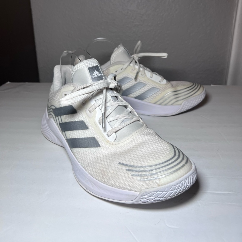 Adidas Novaflight Court Athletic Shoes White Silver Metallic GX8187